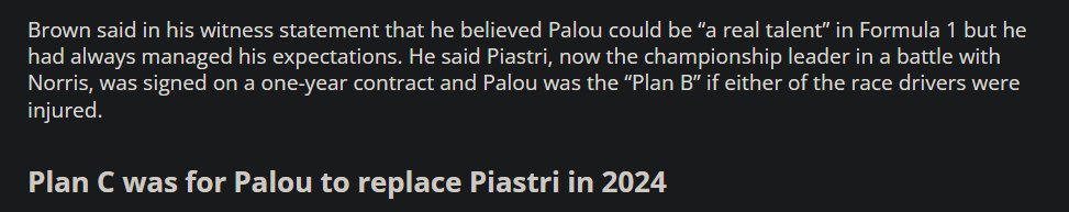 "Plan C was for Palou to replace now championship leader Oscar Piastri in 2024" Plan C could not have aged worse