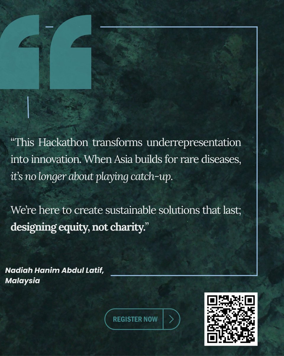 We are thrilled to introduce Nadiah Hanim Abdul Latif as our Malaysia Country Lead for Rare Impact 2025! 🇲🇾 

Register now to Participate:  dakshamahealth.org/Hackathon.html