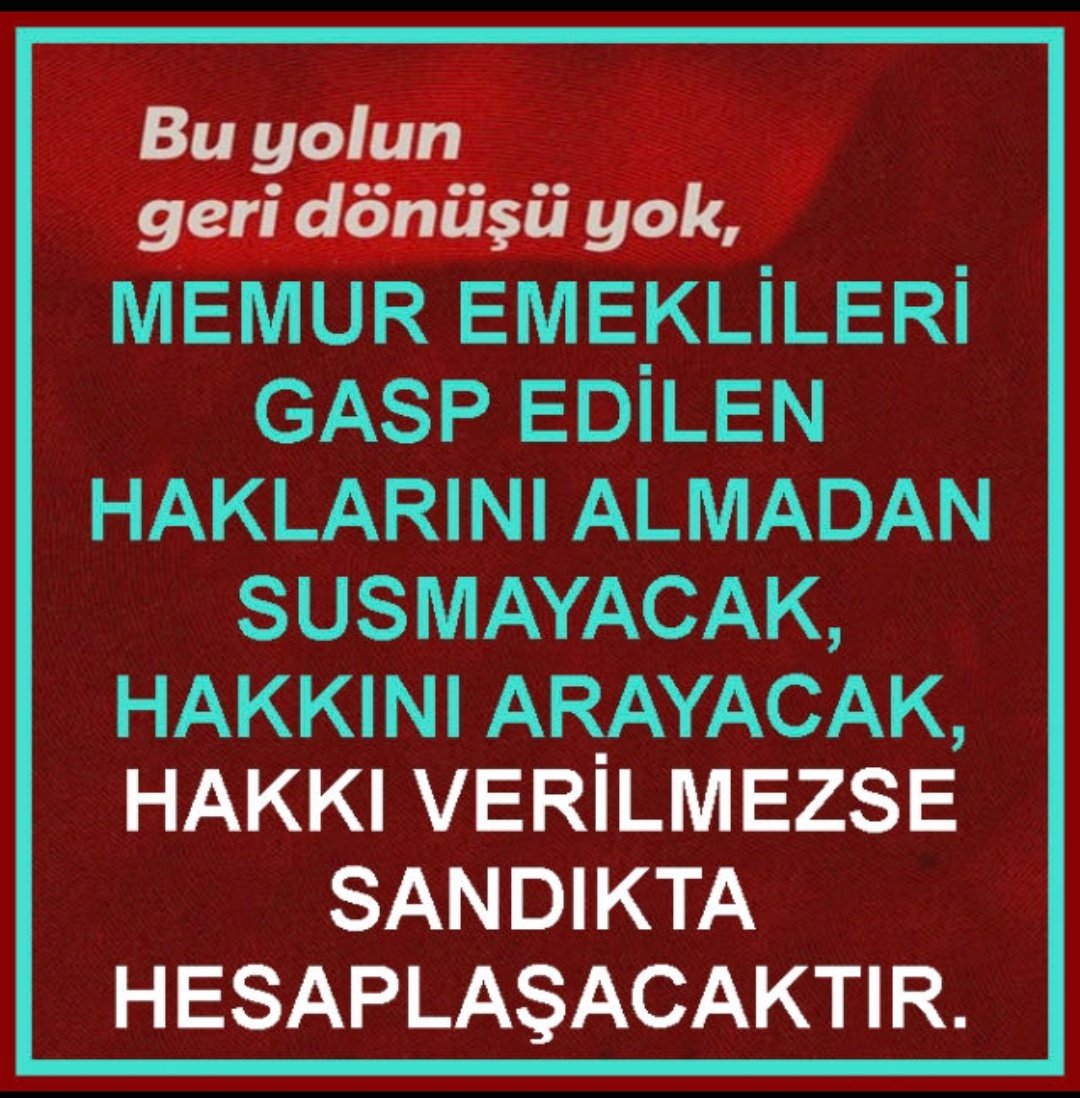 Gelelim #GerçekTürkiyeFotoğrafın a
#EmekliMemur a kanuni hakkı SEYYANENİ vermemek için kanunlar <a href="/Akparti/">AK Parti</a> ve <a href="/MHP_Bilgi/">MHP</a> tarafından 375/40 KHK ile yok sayılıyor
Cumhurbaşkanı <a href="/RTErdogan/">Recep Tayyip Erdoğan</a> söz verip seçim kazandıktan sonra sözünü yerine getirmiyor
#MemurEmeklisineAdalet arıyor....