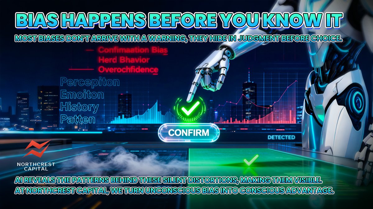 NorthcrestLTD's tweet image. 🧠 Bias doesn’t knock. It creeps in.
🔍 At Northcrest, our AI makes distortions visible, turning blind spots into signals.
✨ Awareness isn’t just clarity. It’s an edge.

#NorthcrestCapital #BiasDetection #AIInvesting #SmartDecisions #FutureFinance