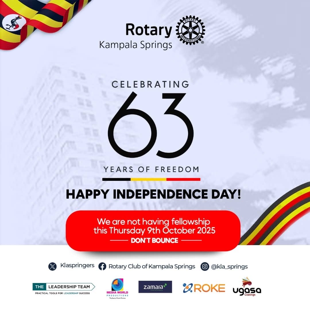 🇺🇬 “Freedom is never given; it is won.” — A. Philip Randolph ✊

Today, we celebrate 63 years of Uganda’s independence, a journey of resilience, unity, and progress. Wishing you all a joyful Independence Day 💛🖤♥️

(Please note ~ no fellowship today. Don’t bounce..)