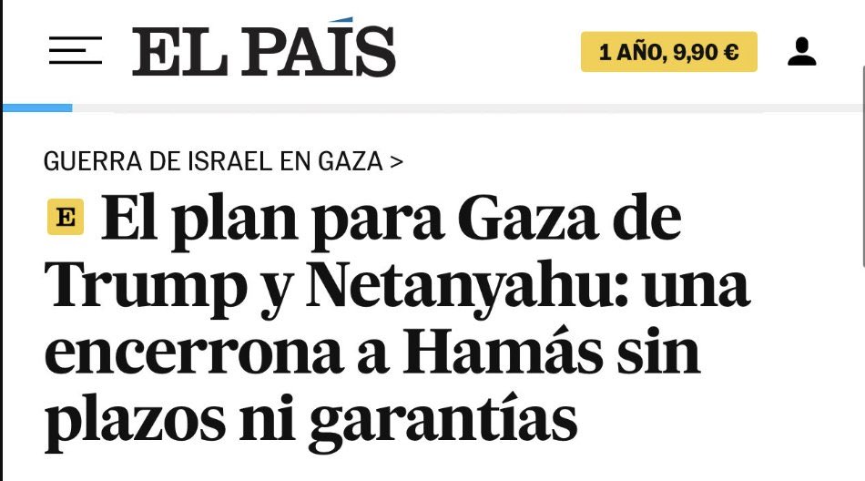 El plan de paz de Trump para Gaza ha tenido éxito, para descrédito (una vez más) de Lo País, que deseó todo lo contrario.