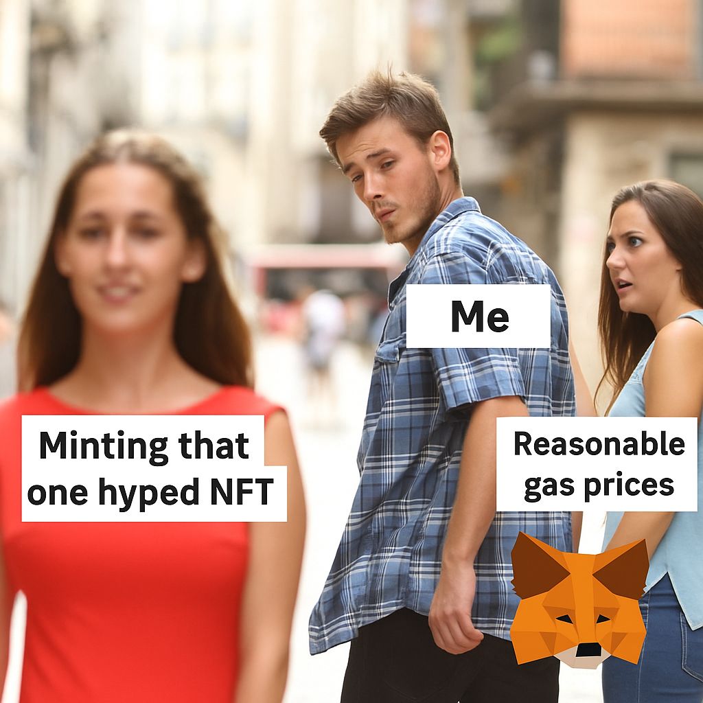 tarid_17's tweet image. When that hyped NFT drops and you forget gas fees exist 😅 #Web3Problems #NFTLife #GasWars