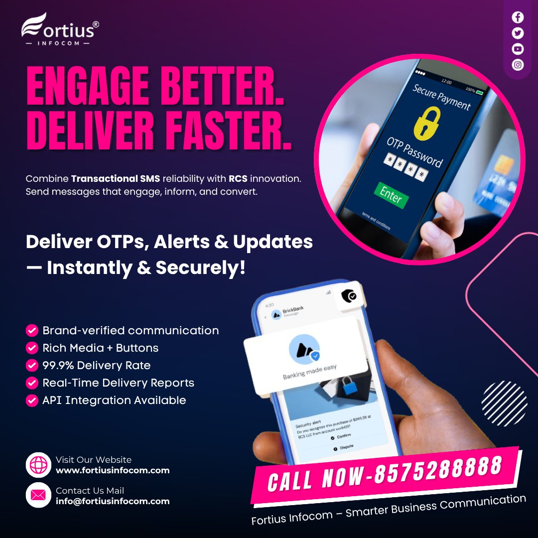 fortiusinfocom's tweet image. 💬 𝗥𝗘𝗟𝗜𝗔𝗕𝗟𝗘. ⚡ 𝗙𝗔𝗦𝗧. 🔒 𝗦𝗘𝗖𝗨𝗥𝗘!

🚀 Send experiences, not just messages — add 🖼️ media, 🎨 buttons &amp;amp; 💡 brand logo with RCS + Transactional SMS.

📞 +91 8572 88888
🌐 fortiusinfocom.com/bulk_sms
🌐 fortiusinfocom.com/rcs_sms

#RCSMessaging #TransactionalSMS