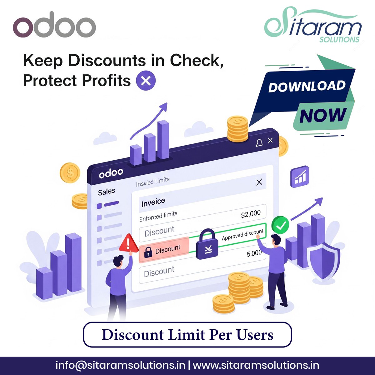 SitaramSolution's tweet image. Stop losing profit to excessive discounts!
Set user-wise discount limits in Odoo &amp;amp; keep control where it belongs — with you.
Smart. Simple. Secure.
👉 apps.odoo.com/apps/modules/1… 

#Odoo #OdooApps #DiscountControl #SalesManagement #OdooERP #SitaramSolutions #OdooPartner #odooServices