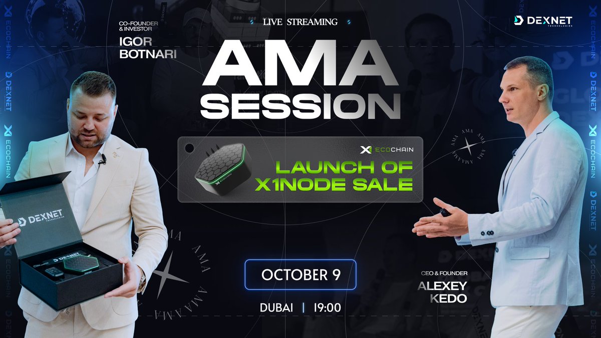 OBATAYO01's tweet photo. GET READY! 🚀 Join us LIVE for an #AMA session with #DexNet Founders! 🔥 We'll be revealing all the juicy deets about the #X1Node Sale, plus a BIG announcement that'll blow your mind 🤯! Don't miss out! ⏰ #X1Node #X1_EcoChain #web4 https://t.co/ScMqlUFR0q