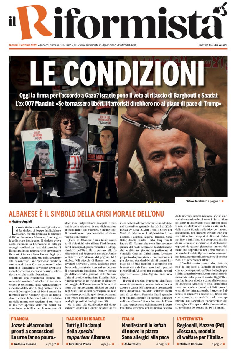 Su <a href="/ilriformista/">Il Riformista</a> di oggi il mio editoriale sull’Onu sempre più strumentalizzata da dittature e personaggi come la Albanese.