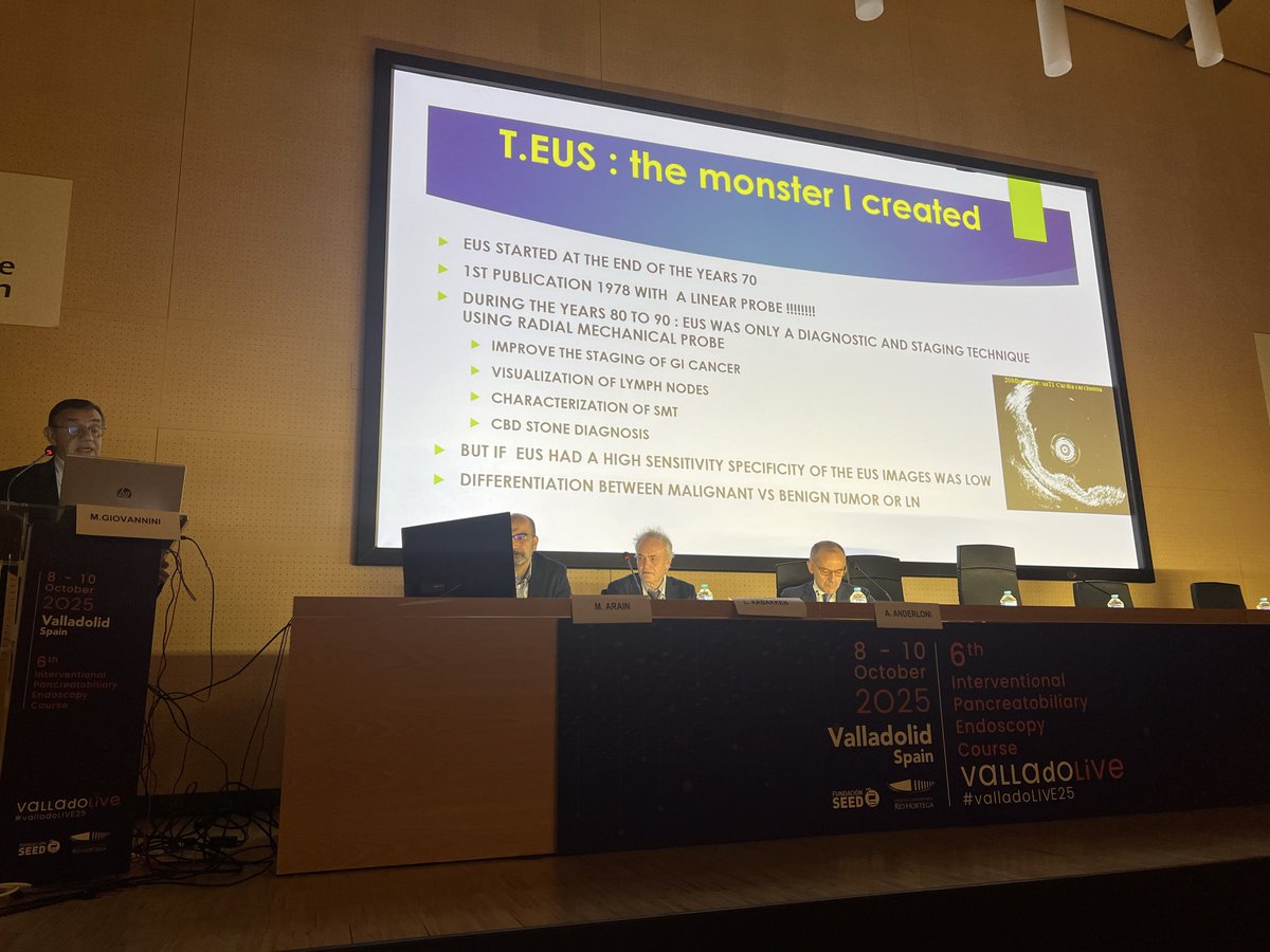 The monster I created‼️

Day 2 of #ValladolidLive2025 kicks off with a superb talk by the legend of therapeutic EUS, Prof. M. Giovannini.