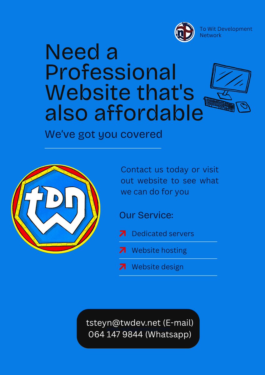TW_DevNet's tweet image. Contact us to get started on your website today!
#Website #SouthAfrica #WebDevelopment