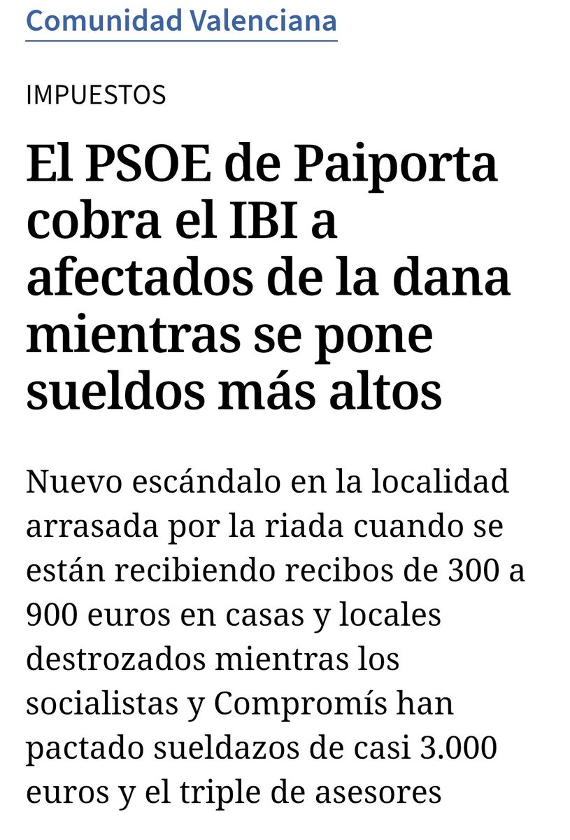 verolaw26's tweet image. No tienes vergüenza.
Se han levantado a pesar d vosotros,q no habéis hecho lo q prometiais:se han repartido el 32%de las ayudas,incluyendo las del Consorcio de Seguros,q no son ayudas públicas directas.
Y mientras,el #Psoe de Paiporta subiéndose el sueldo y reclamándoles el IBI