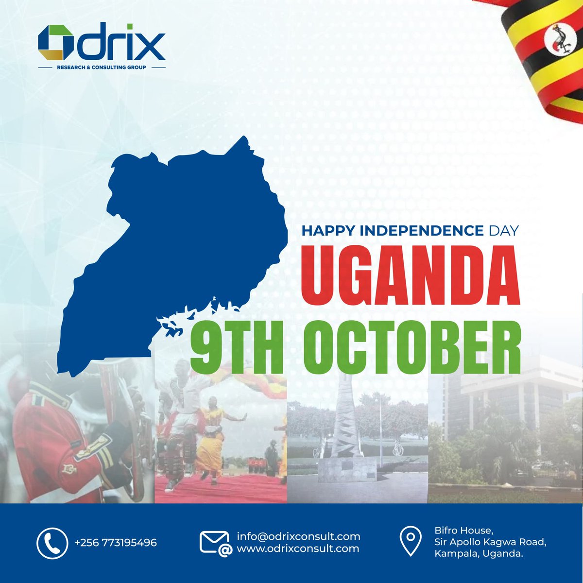 odrixconsult's tweet photo. "Happy Independence Day, Uganda! ๐บ๐ฌ
Today, we celebrate the spirit of resilience, unity, and progress that defines our nation.
At Odrix, we remain committed to driving growth through research, innovation, and informed decisions. ๐
#IndependenceDay #Uganda #Odrix #IndependenceDay https://t.co/7ONeyf4fc1