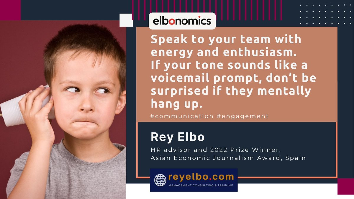 Rey_Elbo's tweet photo. #ELBONOMICS Oct 9, 2025 #ThinkingThursday
How do you talk to your workers? How often? And how positive is the result? #twowaycommunication #engagement https://t.co/nxkqKkIIzW
