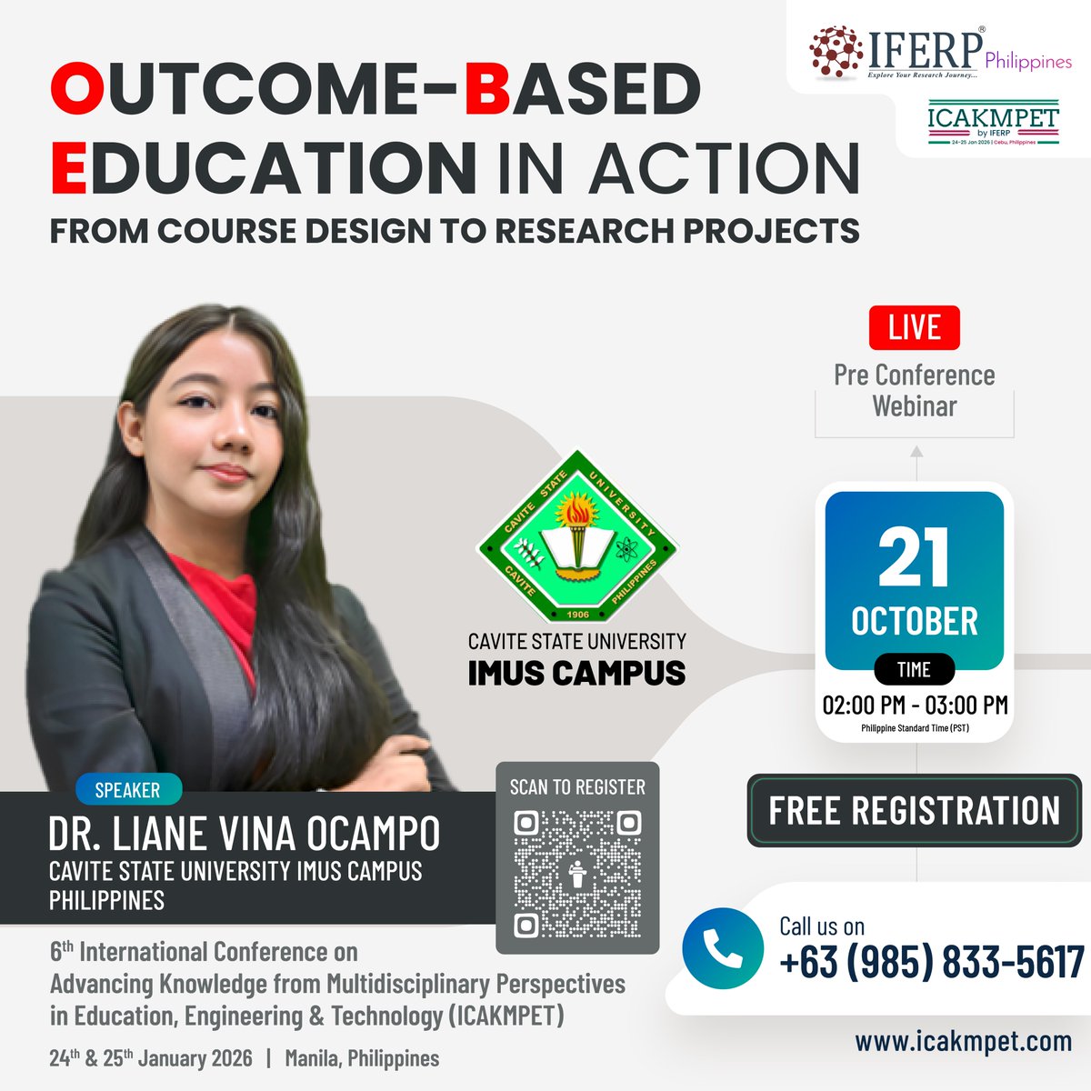 conference_next's tweet image. 🎓 FREE Webinar Alert! 

🎟️ Free Registration:
👉 iferp.ph/webinar/outcom…

💡 Learn to design OBE-driven courses, connect theory with research, and enhance academic outcomes!

#OBE #EducationWebinar #IFERP #FreeLearning #TeachingInnovation #AcademicGrowth