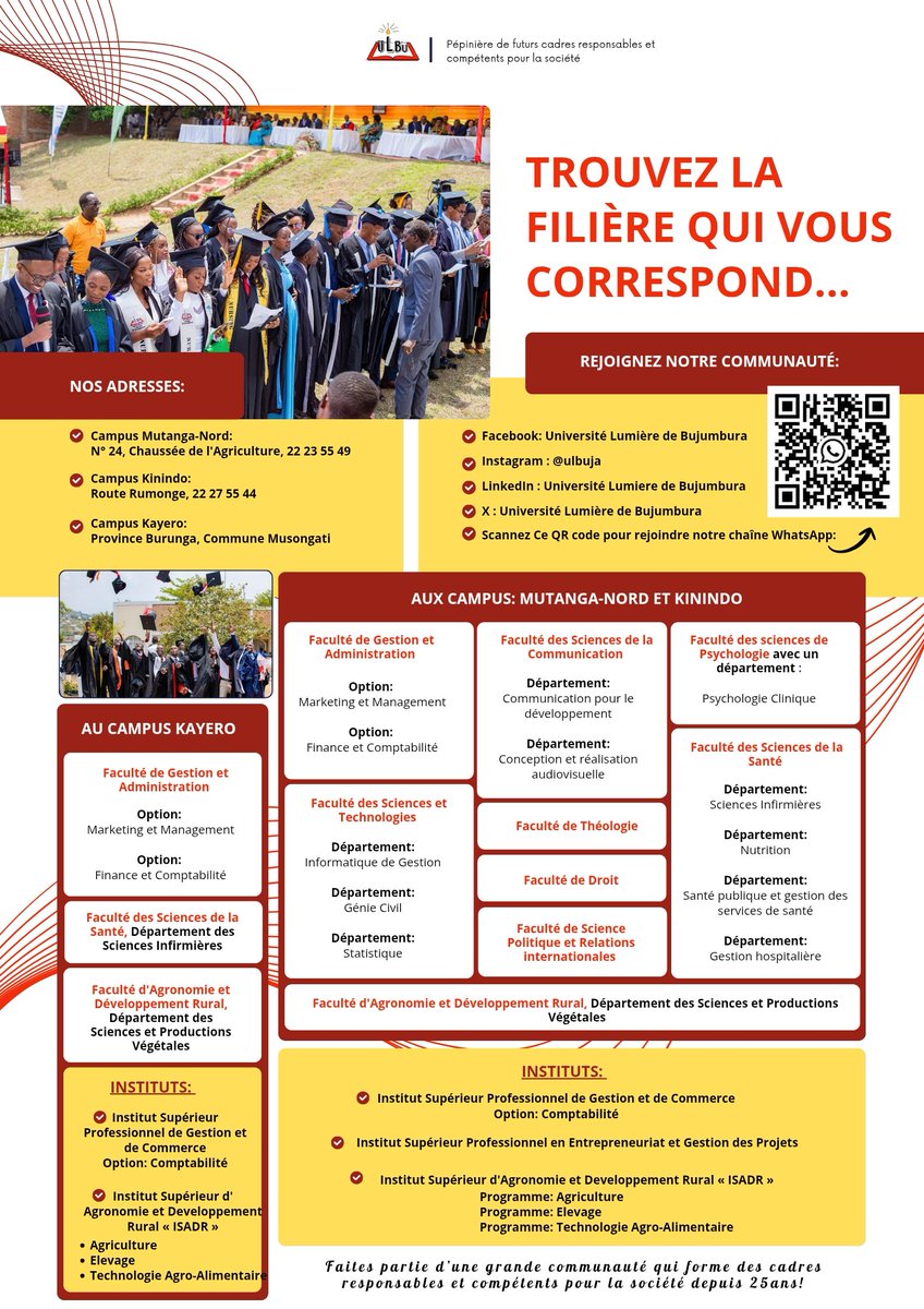 🚨Rejoins la communauté Lumière!
Les inscriptions pour la nouvelle année académique 2025-2026 sont ouvertes...👌🏾

#ULBU25 #ulbufutureleaders #ullbucommunity #academicapplication #newacademicyear