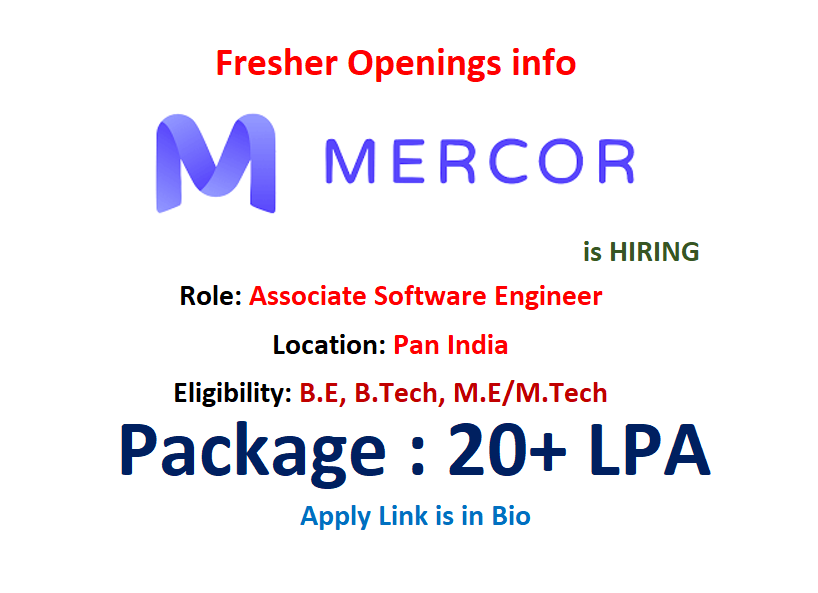 softwareduniyas's tweet image. Mercor is hiring #Freshers for #Software Engineer.

Location: Pan India

Eligibility:
- Bachelor’s or higher degree in Computer Science
- Fluency in React, Next.js, Python, or Go
- Exp in SQL &amp;amp; NoSQL databases, Cloud platforms

Link: work.mercor.com/jobs/list_AAAB… 

#Mercor