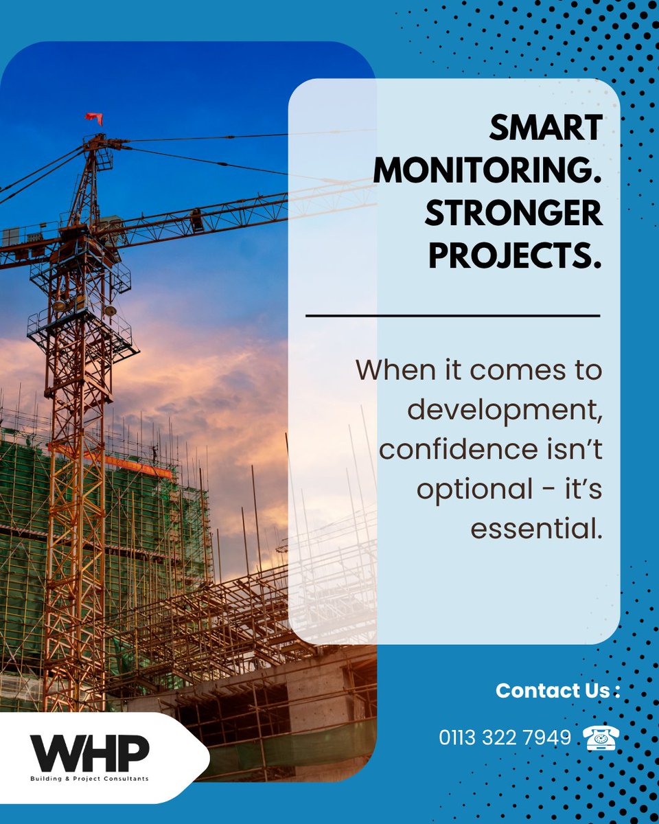 WHPLimited's tweet image. 🏗️ Smart Monitoring. Stronger Projects.
WHP gives banks, funds & investors confidence from day one to handover - with expert due diligence, live construction monitoring & clear reporting.
Smarter oversight. Stronger outcomes.
👉 whplimited.co.uk
#WHP #ProjectMonitoring