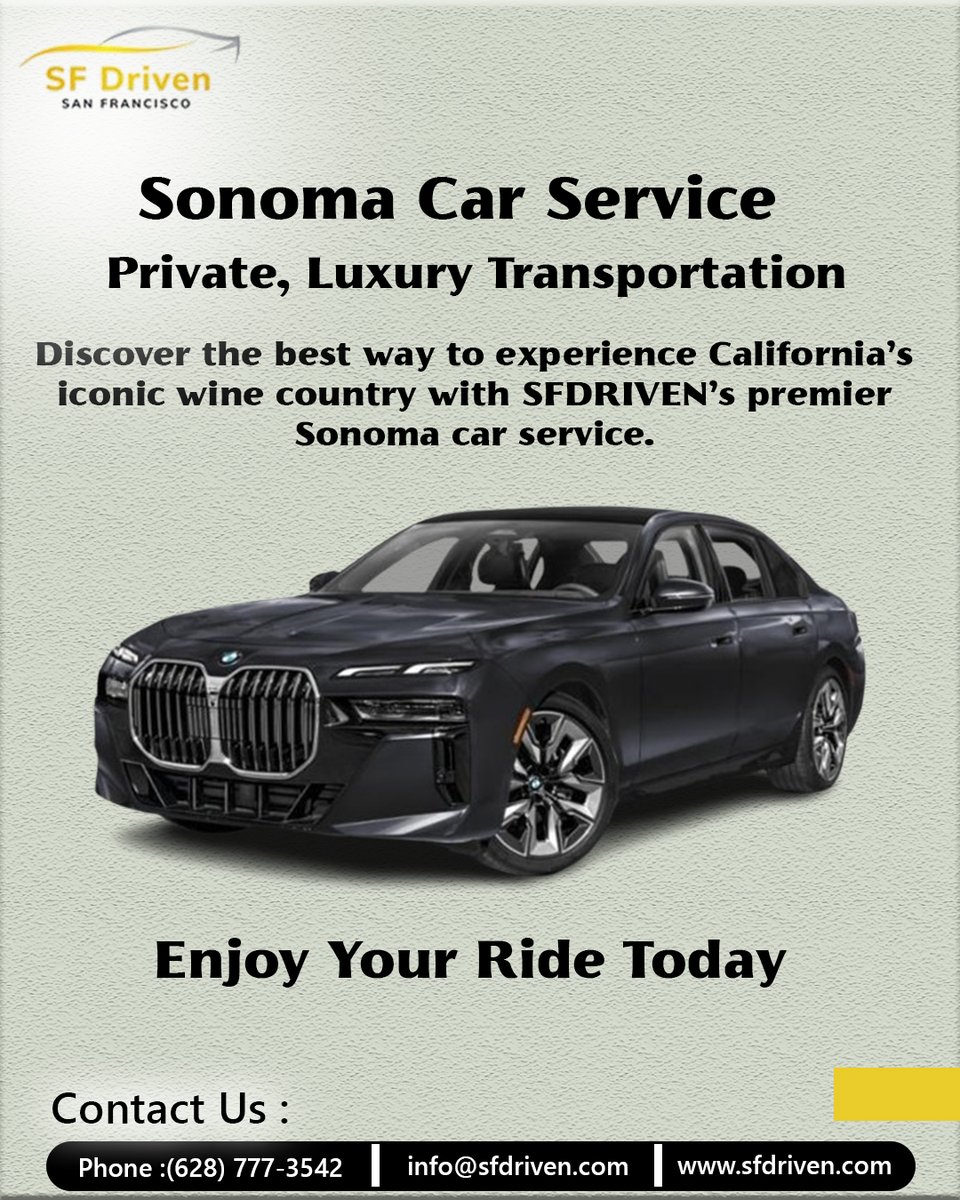 sfdriven1's tweet image. Ready for a wine adventure? SFDRIVEN offers premier Sonoma car service that combines luxury with professionalism. Cheers to a great journey! View more here &amp;gt;&amp;gt; sfdriven.com/services/sonom… #SonomaWineTour #SFDriven #LuxuryTravel #TravelInStyle