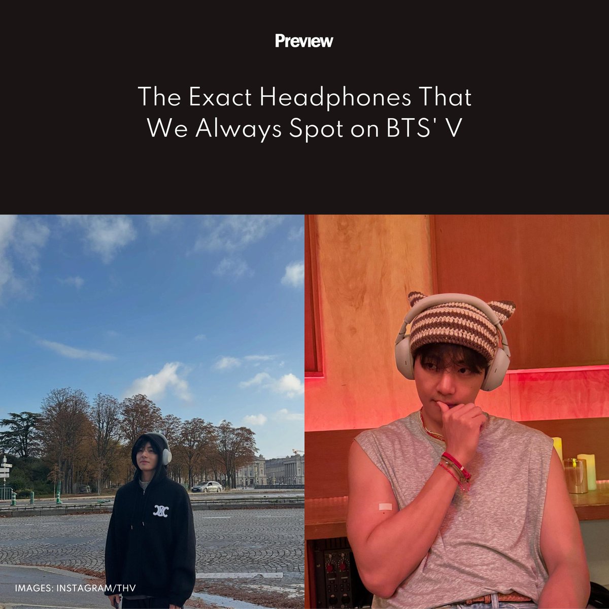 previewph's tweet image. #KimTaehyung, also known as V of #BTS, has been pictured in numerous locations wearing these headphones. Find out the exact model here: bit.ly/4oa77UW