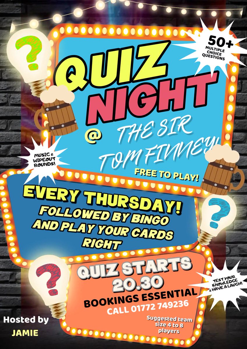 Grab your mates and join us tonight for an epic night of trivia, laughs, as well as 𝐁𝐢𝐧𝐠𝐨 (winner takes all) and 𝐏𝐥𝐚𝐲 𝐘𝐨𝐮𝐫 𝐂𝐚𝐫𝐝𝐬 𝐑𝐢𝐠𝐡𝐭 JACKPOT of £280!!!  💷😍💷
📢To book your team in message us on here or call the pub after 11:00 🙌🏻