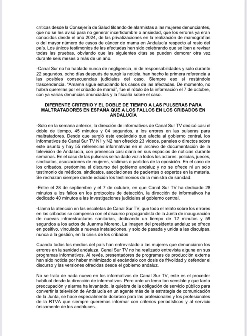 La Dirección de Informativos de #CanalSur ha convertido la #tv de #Andalucía en una herramienta de propaganda más al servicio del gobierno andaluz y ha silenciado la voz de las mujeres.
“Canal Sur trata de tapar el escándalo de los cribados de cáncer de mama en Andalucía” 👇