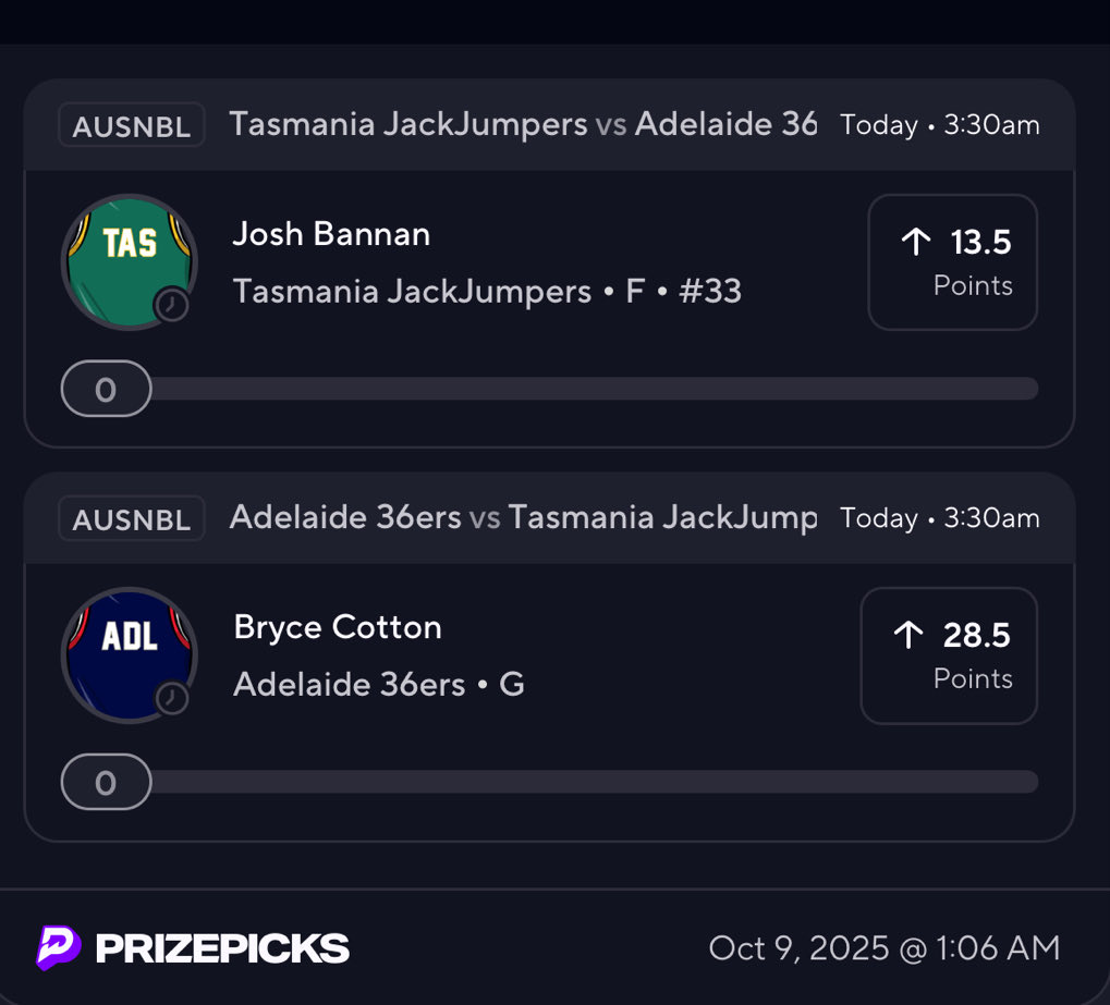 🔥 AUSNBL SLIPS FOR TN 🔥

As always I’ll giveaway $100 to 2 people who are following and like this post if we sweep tonight 🧹 🤑

Lock tf in and let’s wake up to 💰 ✅

#AUSNBL #NBL #PrizePicks