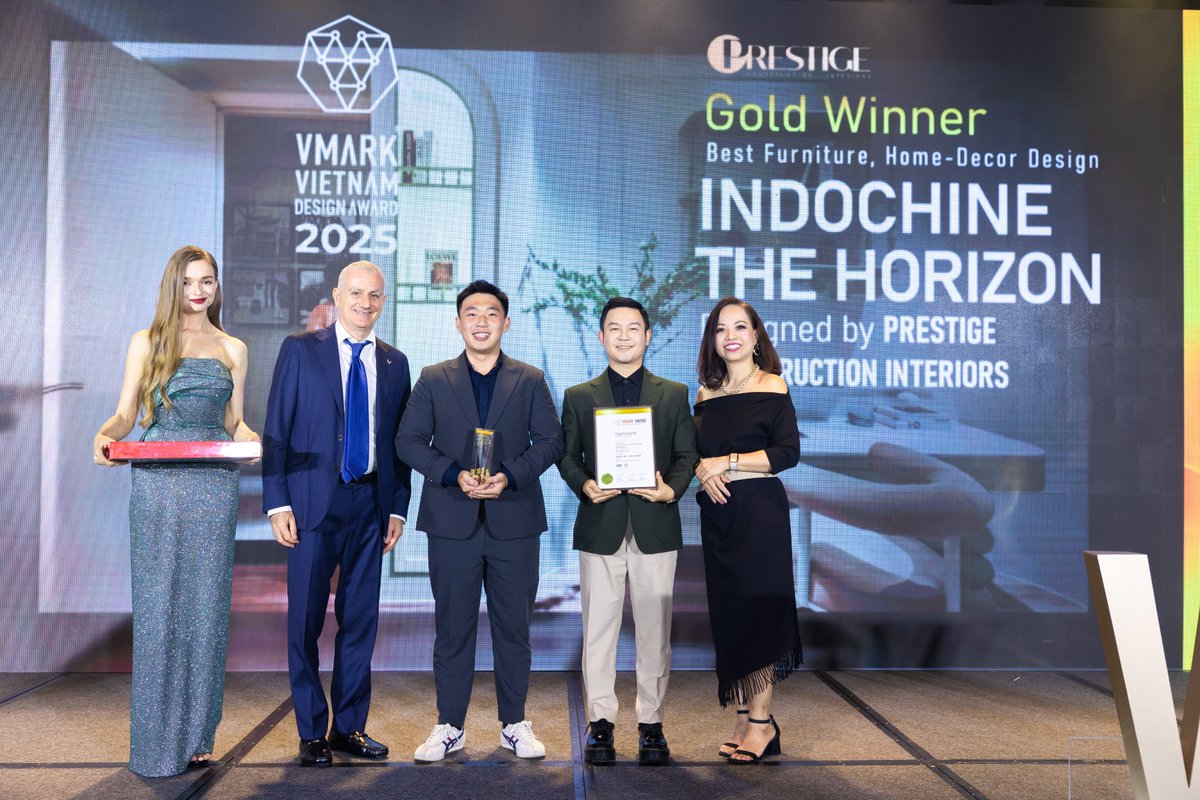 Prestige_vn's tweet image. PRESTIGE – GOLD WINNER AT VMARK VIETNAM DESIGN AWARD 2025
At the VMARK Award Gala held on October 7th, 2025, Prestige was deeply honored and proud to be named Gold Winner – Best Furniture, Home-Decor Design for The Horizon – Phu My Hung. #vmark #prestige #goldaward #indochine