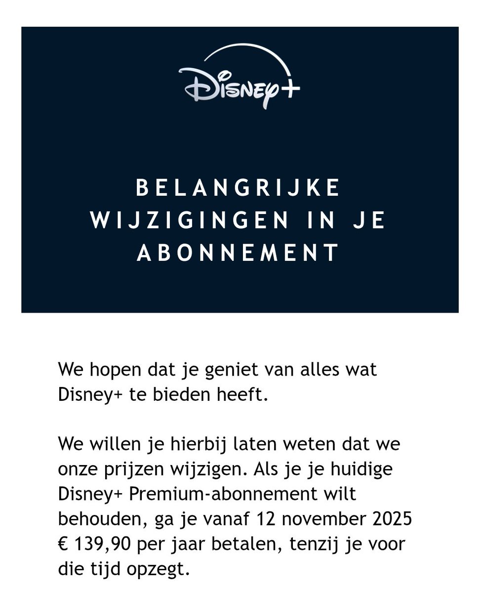 Larsje1978's tweet photo. Ho wacht effe #DisneyPlus
Dus jullie gaan van €89,90 naar €139,90 voor een jaartje Premium? Een prijsstijging van maar liefst 55%.🤔

Oké, doei. https://t.co/remKpFxsKJ