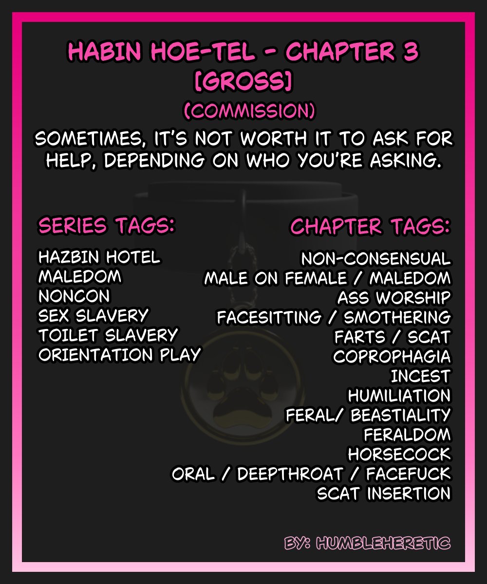 writtenheresy's tweet photo. [HAZBIN HOE-TEL PART 3] (COMM) (GROSS) (Maledom)

Sometimes it’s not worth it to ask for help, depending on who you’re asking.
Part 3 of a story commissioned by Salty Raccoon, thanks again for the support!

Tags:
hazbin_hotel, fanfic, male, female, demon, equine, hell_horse, beastiality, feral, incest, maledom, angel_dust, alastor, charlie_morningstar, vaggie, lesbian, sex_slavery, toilet_slavery, ass_worship, olfactophilia, fart_fetish, scat, coprophagia, nonconsensual, humiliation, horsecock

Deviantart: https://t.co/mm6YrtvM8e
Pixiv: https://t.co/l9Sys4yRPX
Furaffinity: https://t.co/26W8ypKtqu
PDF (best reading experience): https://t.co/TNmGTj858V