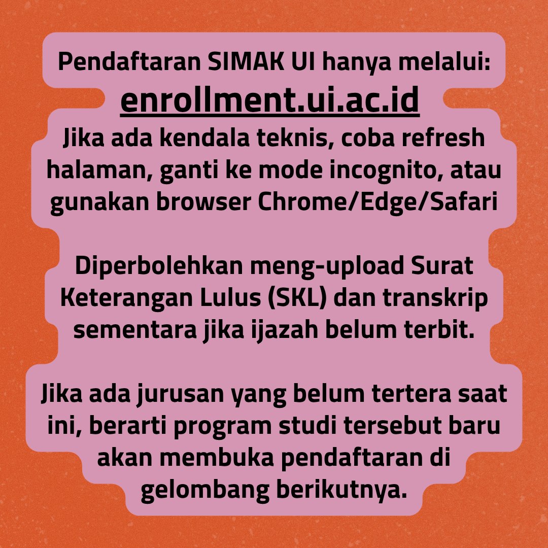 SIMAK_UI's tweet image. Pendaftaran SIMAK UI Pascasarjana masih berlangsung! Berikut beberapa tips yang dapat kamu ikuti agar prosesnya lancar.

Semua panduan, langkah pembayaran, dan persyaratan rinci dapat dicek di enrollment.ui.ac.id/berita.

Pendaftaran: 22 September-20 Oktober Ujian CBT: 2 November👨‍💻