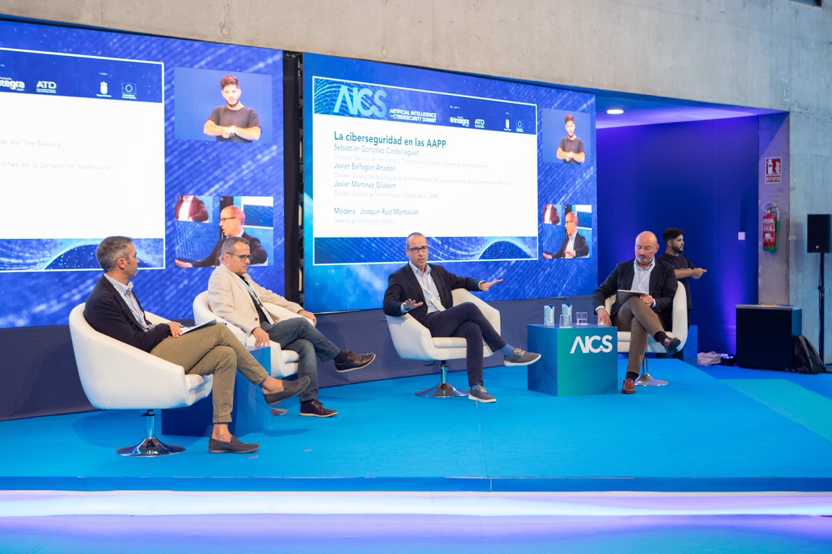 aics_summit's tweet photo. 🔹 Ciberseguridad en las AAPP con Sebastián González (Govern Balear), Javier Balfagón (Generalitat Valenciana) y Javier Martínez Gilabert (CARM) 
🔹 Regulación europea en ciberseguridad con Elena Gil (abogada y consultora) y Julián Valero (Cátedra Fundación Integra - UMU) https://t.co/l8SxStTtjs
