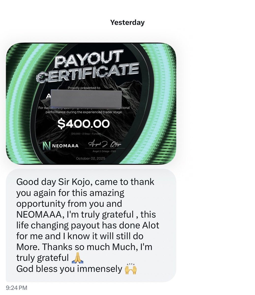 KojoGyimaFx's tweet image. Huge shoutout to @neomaaafunds 🙌🏽
Appreciate this firm for always delivering real results🔥

Check the proof here👉neomaaa.com/?affiliateId=K…

Use code KOJOGYIMA25 for 25% OFF any account.