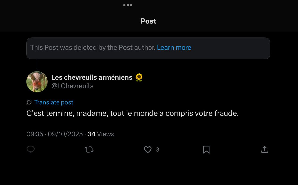 Bérillon Bergeaud-Blackler vient d’effacer son tweet diffusant l’itw de Thinkerview. Panic mode.