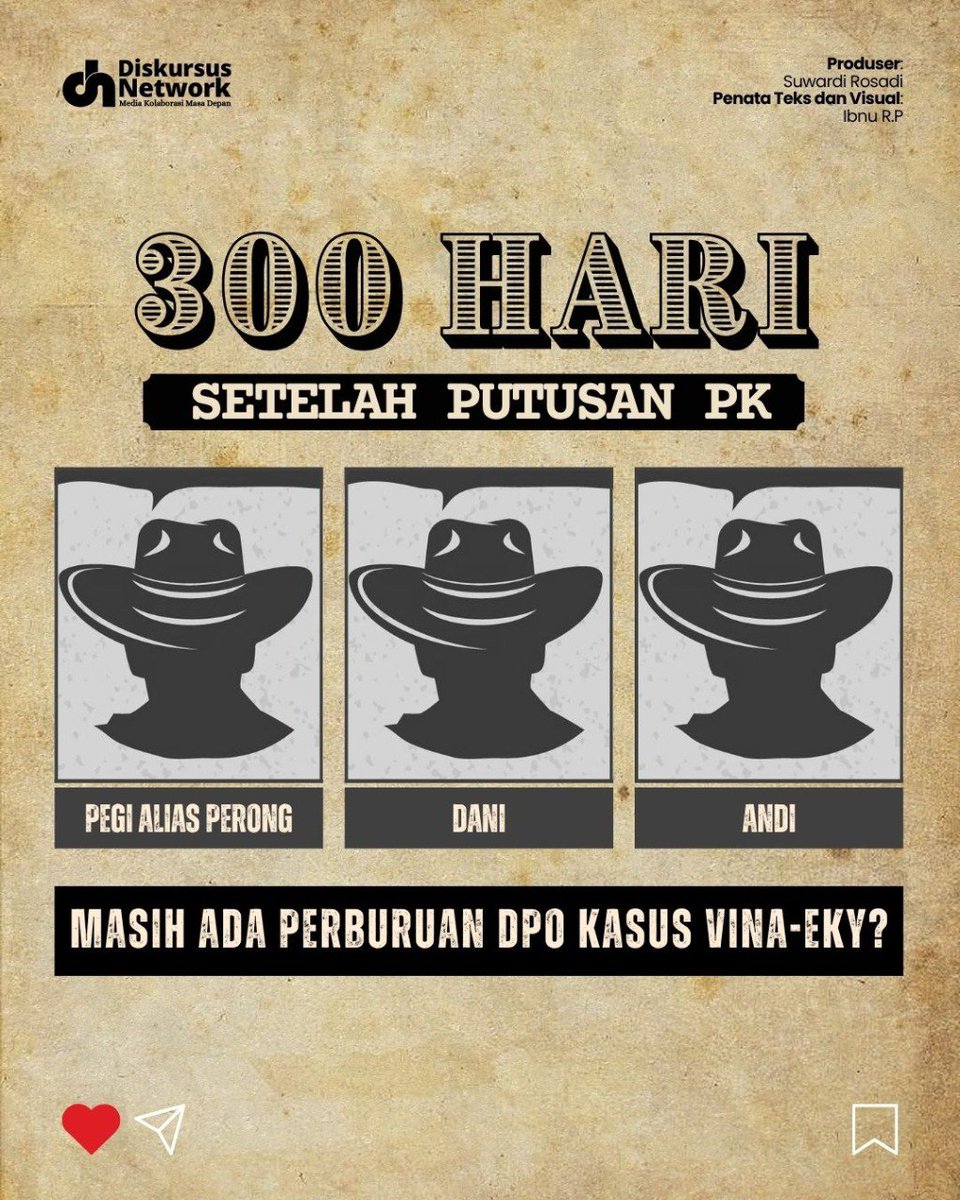 DiskursusNet's tweet image. 3 DPO KASUS VINA CIREBON MASIH BERKELIARAN?
Baca postingan untuk fakta dan perjalanan kasusnya!

#KasusVina #NarasiAntiKlimaks #DiskursusNetwork #Buronan #VinaCirebon