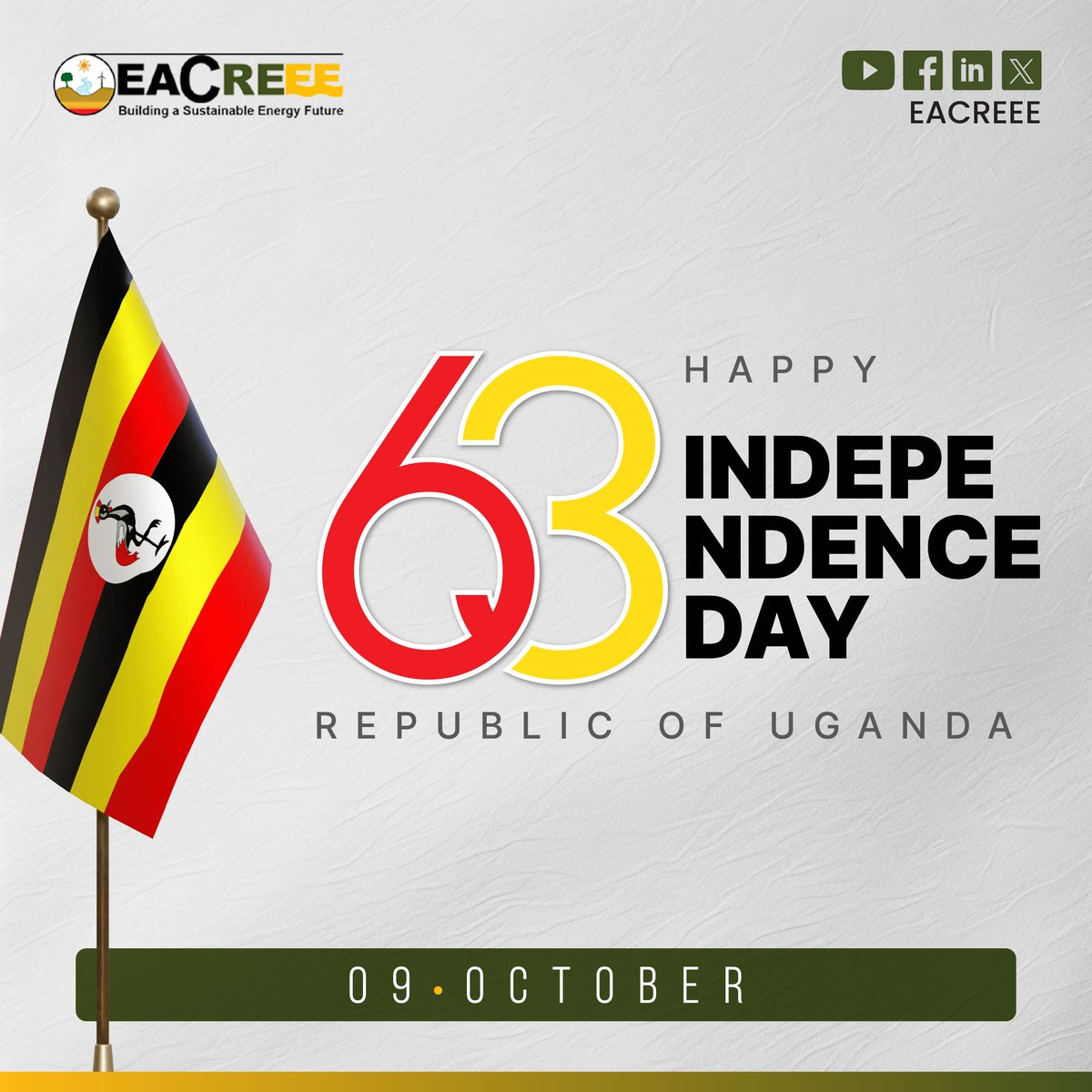 Today marks the 63rd anniversary of Uganda’s Independence. We extend our congratulations and wish all Ugandans a happy #independencedayuganda