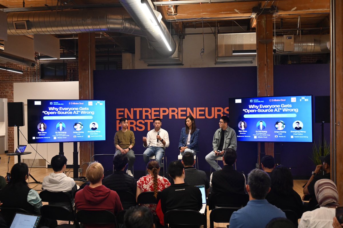 genaiassembling's tweet image. An insightful night at GenAI Assembling Ep.6 in San Francisco ⚡

Co-hosted with Alibaba Cloud @alibaba_cloud , Entrepreneurs First @join_ef and a16z Tech Week @Techweek_ . The energy in the room? Absolutely electric. ⚡

🎙️ Panelists:
•Nan Zhou: Director, Qualcomm Ventures…