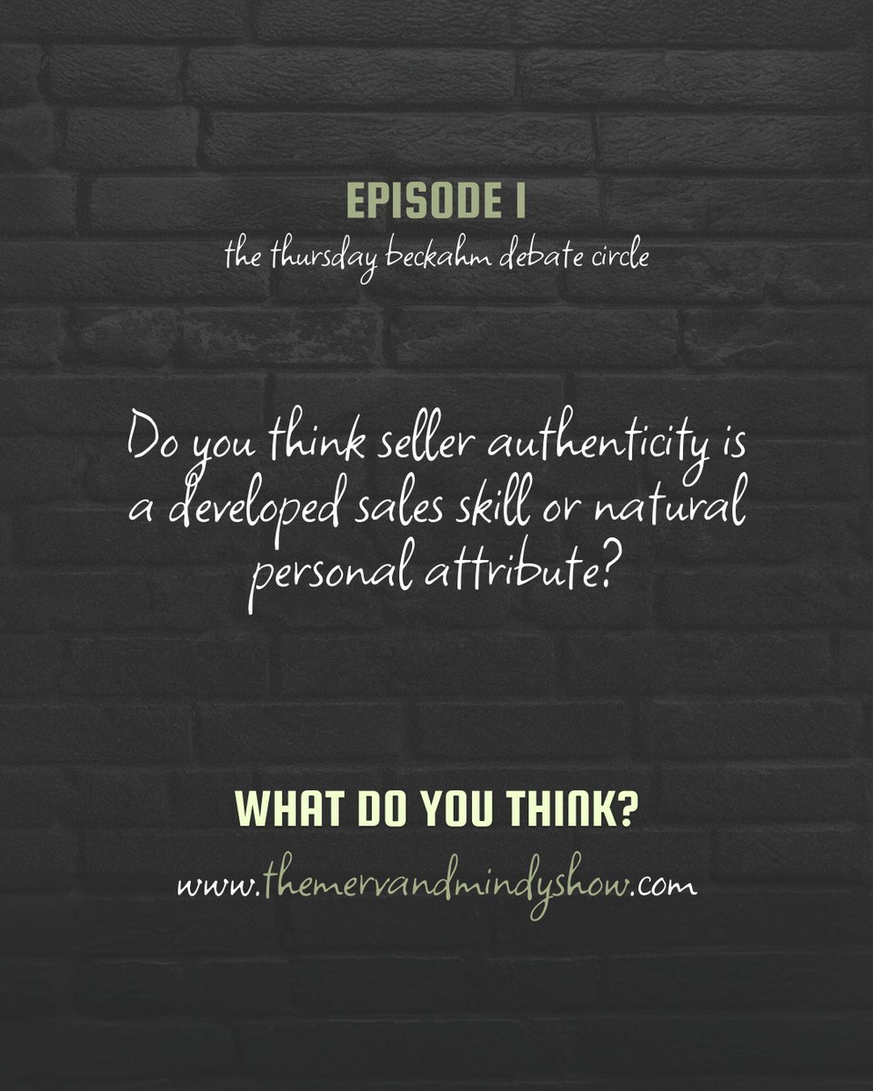 mervandmindy's tweet photo. Is seller authenticity a skill to be honed or a natural trait? 🤔 Dive into this intriguing discussion and give your perspective! Check out this episode of The Merv and Mindy Show for more insights: https://t.co/i7tDUs0qWX #SalesSkills #Authenticity #TheMervandMindyShow https://t.co/varKKlAL7X