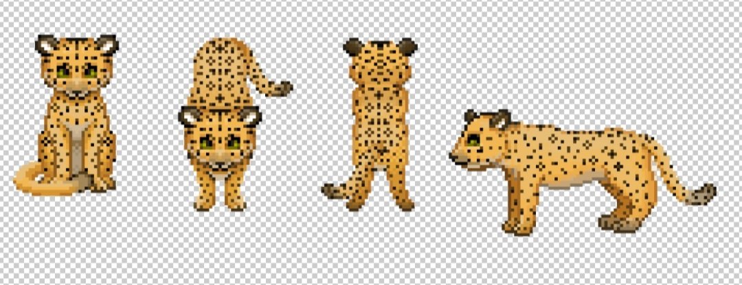 Astrolosheep's tweet image. This was an actual nightmare and i hate the face of the side view 😭😭😭 so ill probably fix it but for now i hate jaguars #gamedev #pixelart #pixelwork #rpgmaker