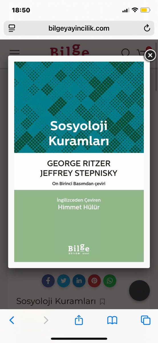 Ritzer ve Stepnisky’nin, yaklaşık 15 yıldır Türkiye’de alanında en çok satan ve muhtemelen en çok okunan Sosyoloji Kuramları kitabının Bilge Kültür Sanat tarafından yayınlanan 11. baskısı sosyoloji okuruyla buluşuyor.