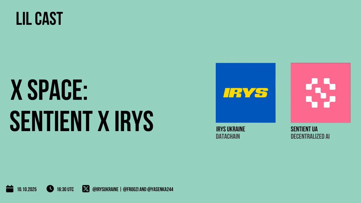 Вечірні теревені з <a href="/SentientAGI/">Sentient</a>

Обговоримо ролі, шлях у проектах, що зараз справді актуально та як креатив рухає метрики.

10 жовтня, 19:30 (за київським часом) - x.com/i/spaces/1jMJg…