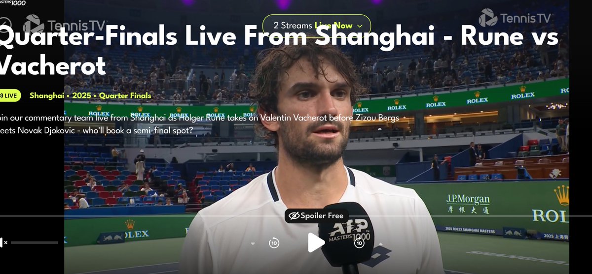 hjecon's tweet photo. @TennisTV Do you really think THIS is a "no spoiler" setting? 😬
(welcome stream at entry!!!) https://t.co/SY0fFp2LNb