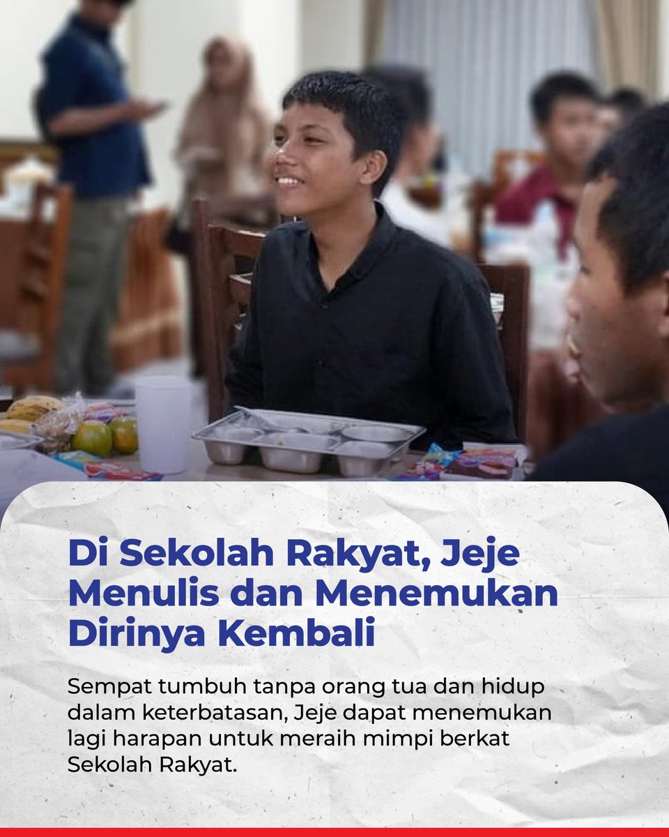 Jeje, seorang anak yang lahir sebatang kara kini tinggal di Sekolah Rakyat. Semoga impianmu tercapai Je.. 

#gasssnow