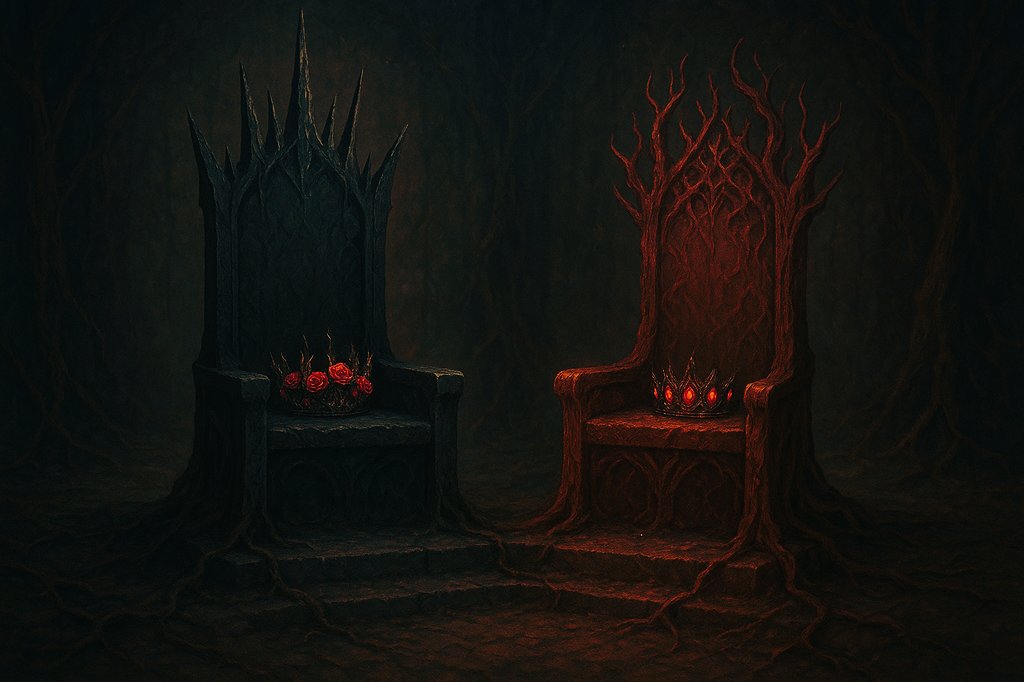 |
|
||
|
||
|_______👑 LAS FLORES DE RUBÍES🌹

El Inframundo respiraba, aún doliente, pero vivo. Las grietas abiertas por la furia de Perséfone ardían con la luz tenue del renacimiento, y las sombras que antaño rugían en rebeldía ahora guardaban silencio. El reino, recién

(+