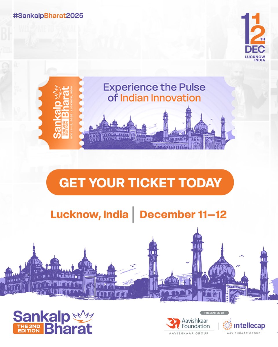 Intellecap (@intellecaptweet) on Twitter photo Hear insights from leaders like <a href="/amitabhk87/">Amitabh Kant</a> & <a href="/TVMohandasPai/">Mohandas Pai</a> and connect with Tier-1 and Tier-2 founders, investors, and mentors at Sankalp Bharat Summit 2025 Lucknow Dec 11–12.
Get your tickets today: bit.ly/48naovI
#SankalpBharat2025
<a href="/Raivineet/">Vineet Rai</a> <a href="/synadehnugara/">Syna Dehnugara</a> Hear insights from leaders like <a href="/amitabhk87/">Amitabh Kant</a> & <a href="/TVMohandasPai/">Mohandas Pai</a> and connect with Tier-1 and Tier-2 founders, investors, and mentors at Sankalp Bharat Summit 2025 Lucknow Dec 11–12.
Get your tickets today: bit.ly/48naovI
#SankalpBharat2025
<a href="/Raivineet/">Vineet Rai</a> <a href="/synadehnugara/">Syna Dehnugara</a>