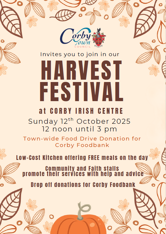Embrace the spirit of giving this Sunday at the Corby Harvest Cares Festival 🍂

There'll be a food collection, free food will served by Corby Low-Cost Kitchen, and stalls including community services, organisations, and faith groups ❤️

Read more  👉 oakleyvale.com/2025/10/01/spo…