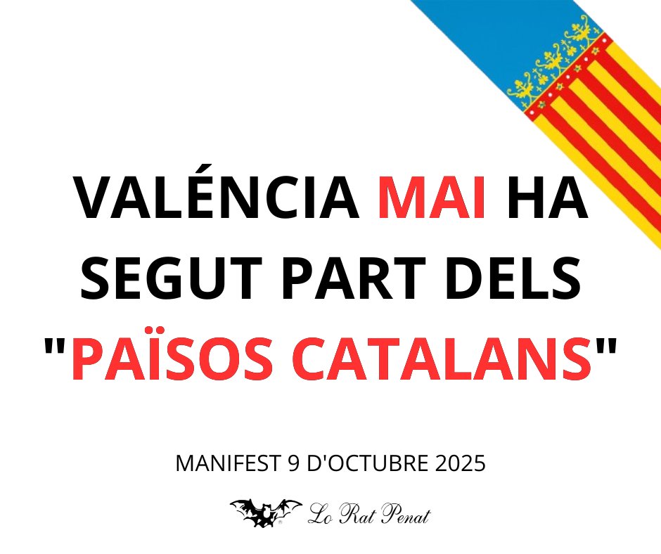 🔵🔴🟡 MANIFEST 9 D'OCTUBRE 

🦇Hui, en el marc d’este 9 d’Octubre, podem afirmar que la Batalla està guanyada a nivell popular. Falta véncer en aquells àmbits acadèmics i universitaris que continuen tancats a la valencianitat.

📝Llegir 'Manifest 9 d'Octubre' ➡️