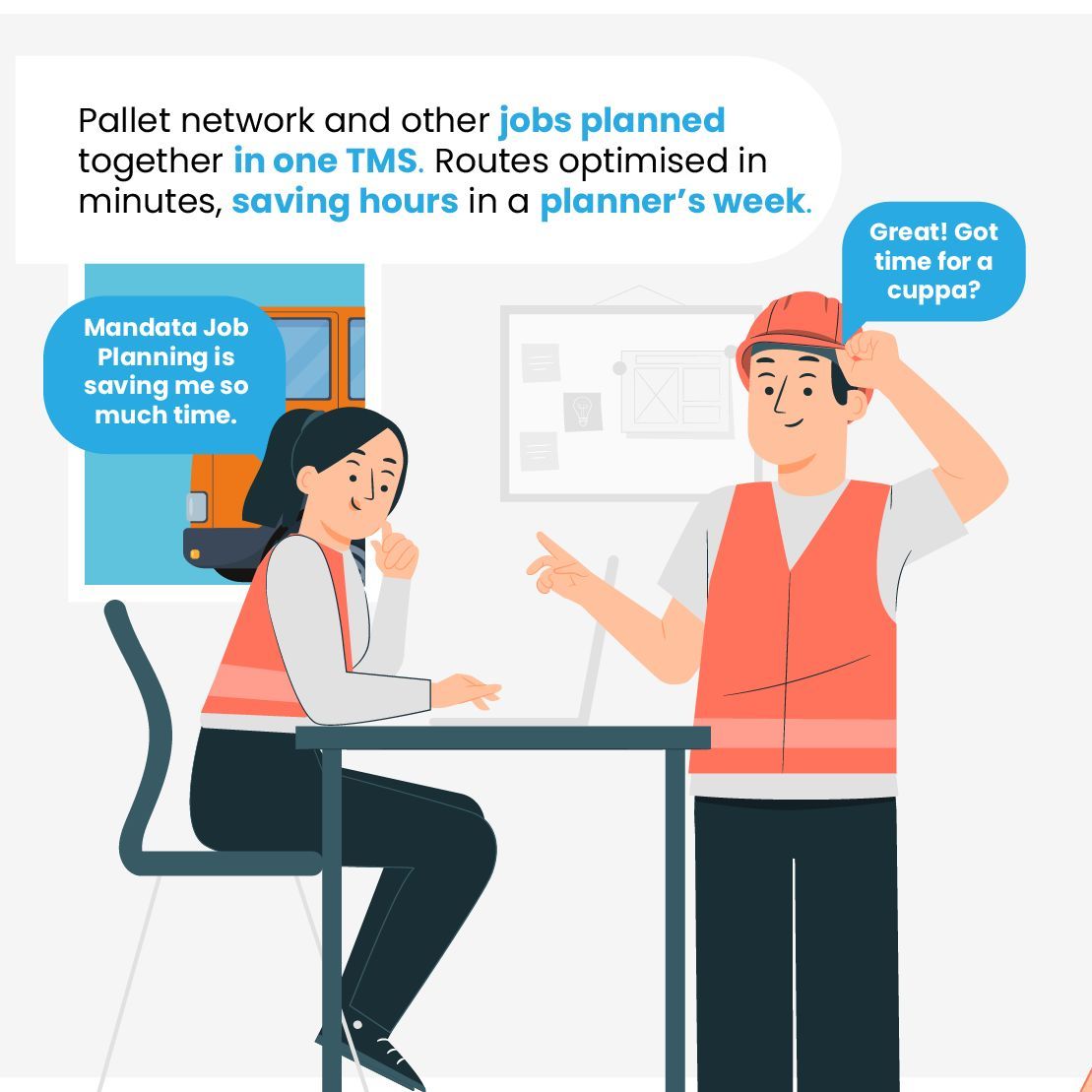 🚚 Pallet Network operator? Here’s how to cut costs, save time, and keep your partners happy – all with one system.

Effective route planning can make or break your day. That’s why Mandata’s TMS with Optimised Job Planning is a game-changer for Pallet Network operators.

Here’s