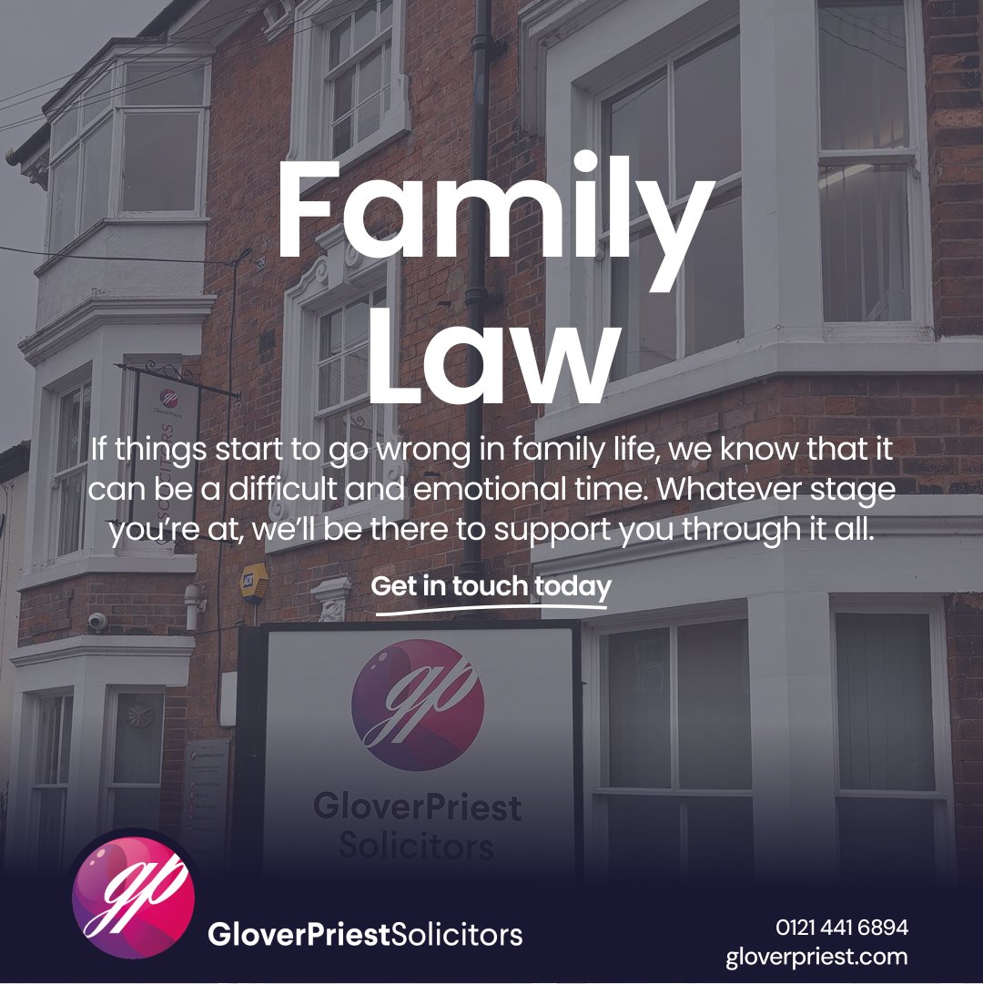 If you're looking to find out more please get in touch from the details below.
📞 Call us - 0121 441 6894
🖇️Learn more - gloverpriest.com/services/perso…

#GloverPriestSolicitors #FamilyLaw #MidlandsSolicitors