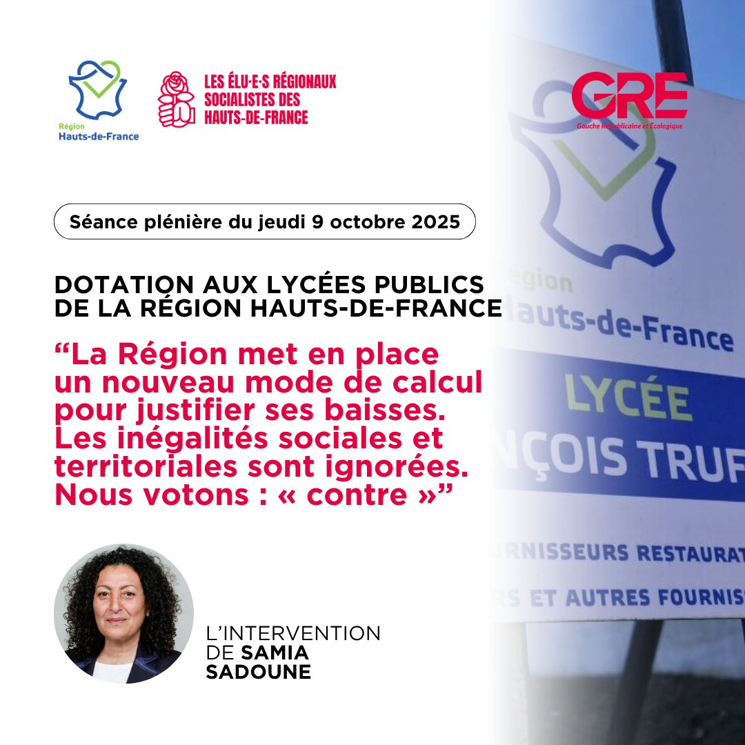 ❌ En séance, <a href="/SamiaSadoune62/">SAMIA</a> met en avant les lacunes du nouveau mode de calcul de la dotation des lycées publics avec un budget, une nouvelle fois, en baisse.

Plus que jamais, nous réclamons un système qui compense les inégalités sociales et territoriales !