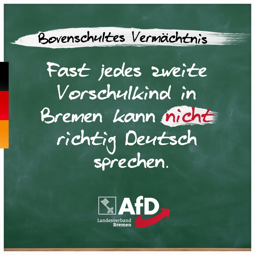 Bovis Vermächtnis: Fast jedes zweite Vorschulkind in Bremen kann nicht richtig Deutsch sprechen!

Die SPD hat zuletzt dazu einmal mehr einen „Vorstoß“ gewagt, der nicht die Ursache anpackt. Statt die realen Probleme zu lösen, schlägt man nun vor, Kinder automatisch zur Kita