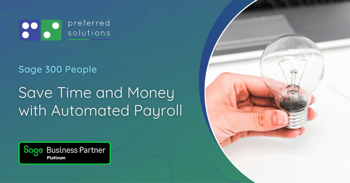 prefsolutions's tweet image. Sage 300 People Payroll: Automate payroll processing, calculate taxes, handle deductions, and issue payments—saving time, money, and reducing errors. Free up staff for more important tasks. Learn more here: zurl.co/f9KpU #Sage300peoplepayroll #AutomatedPayroll